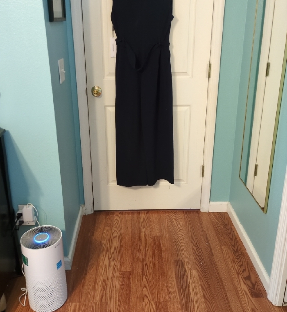 Calvin Klein Sleeveless V-Neck Navy Jumpsuit with Belt - Picture 7 of 7
